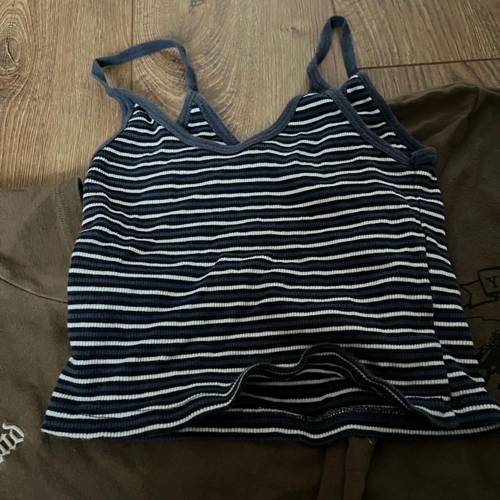 Brandy Melville Navy and White Striped Camisole